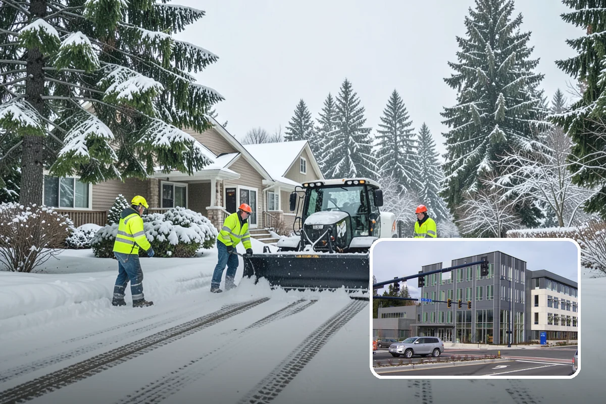 Daycare Sidewalk Clearing in Shoreline, King County, WA - Entry and stroller paths cleared before the morning rush