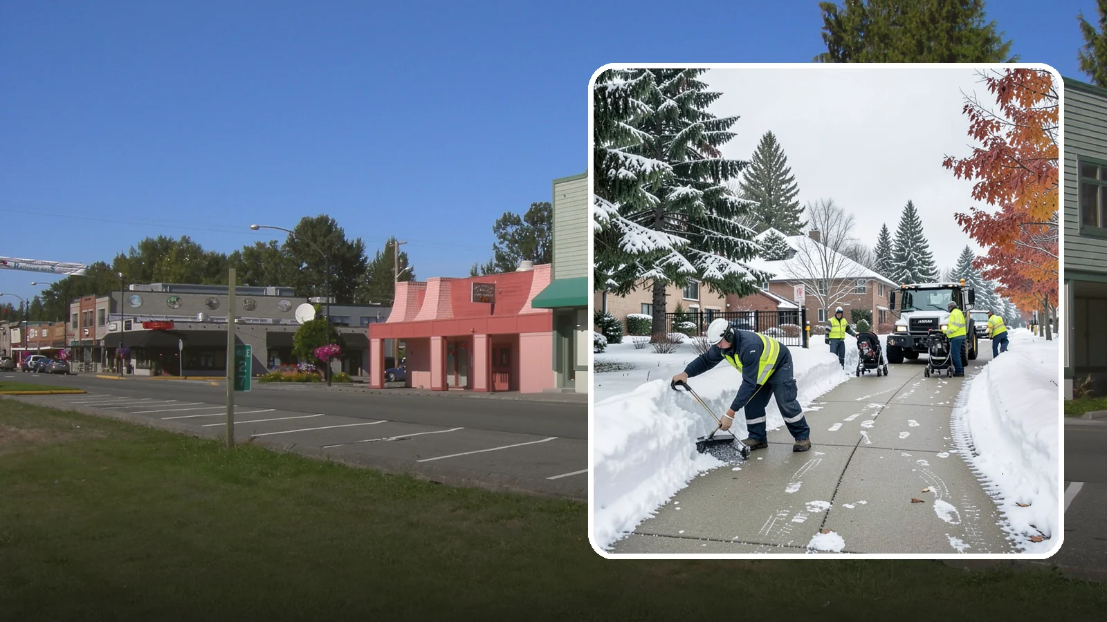 Daycare Sidewalk Clearing in Snoqualmie, King County, WA - Drop-off sidewalk clearing for Western Washington daycares, keeping entry walks safe for parents carrying children and pushing...