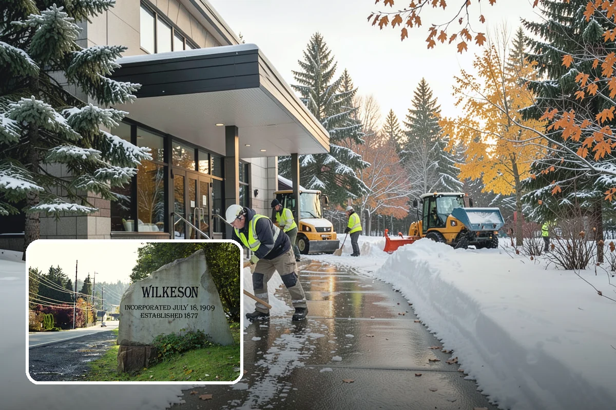 Daycare Sidewalk Clearing in Wilkeson, Pierce County, WA - Entry and stroller paths cleared before the morning rush