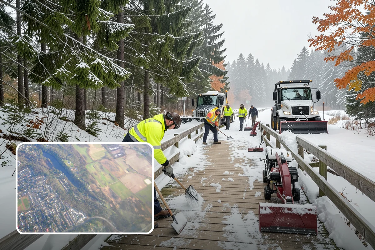 Daycare Snow Plowing in Algona, King County, WA - Drop-off lane and parent lot cleared before opening