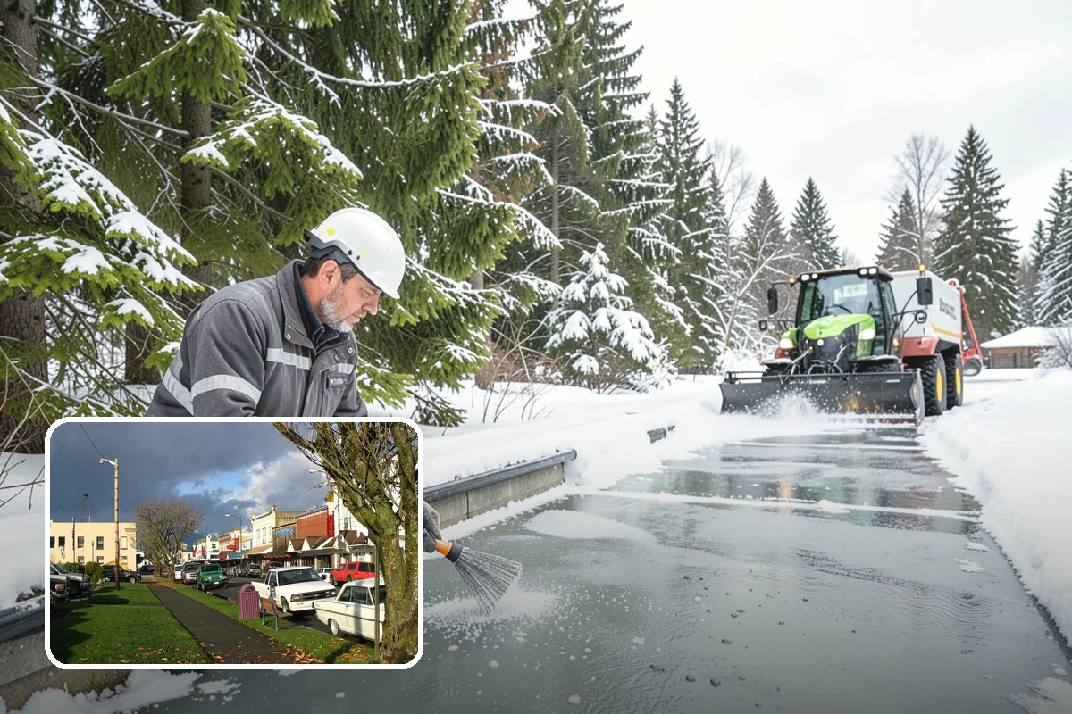 Daycare Snow Plowing in Arlington, Snohomish County, WA - Drop-off lane and parent lot cleared before opening