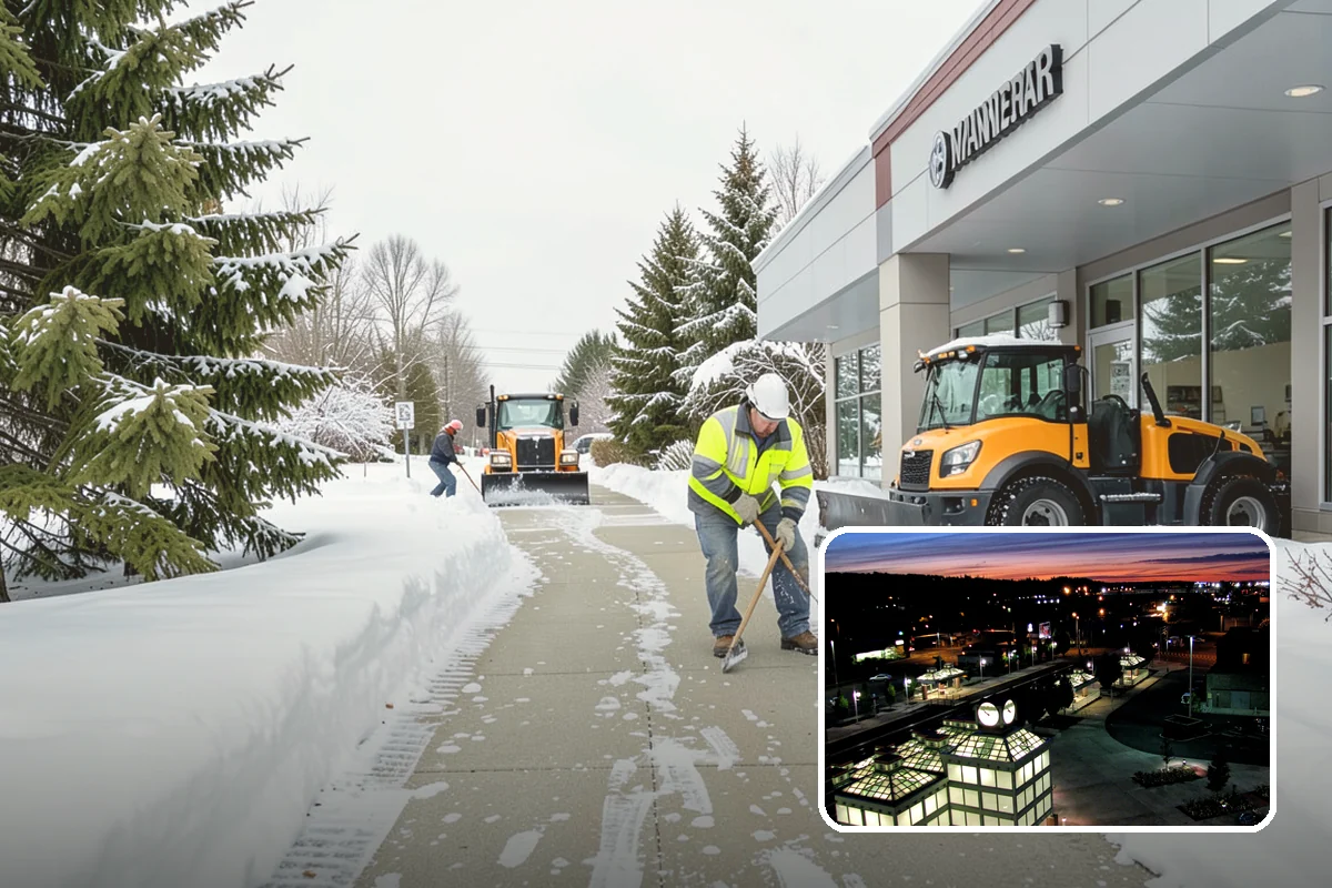 Daycare Snow Plowing in Auburn, King County, WA - Drop-off lane and parent lot cleared before opening