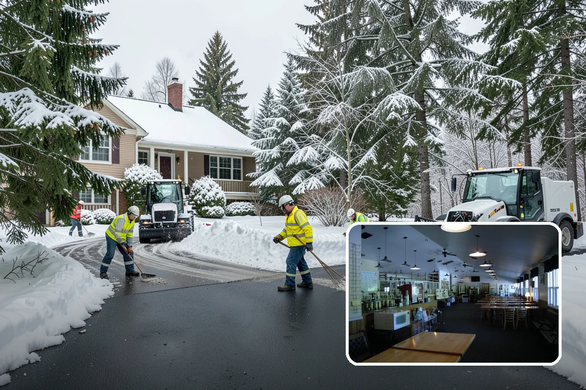 Daycare Snow Plowing in Black Diamond, King County, WA - Drop-off lane and parent lot cleared before opening