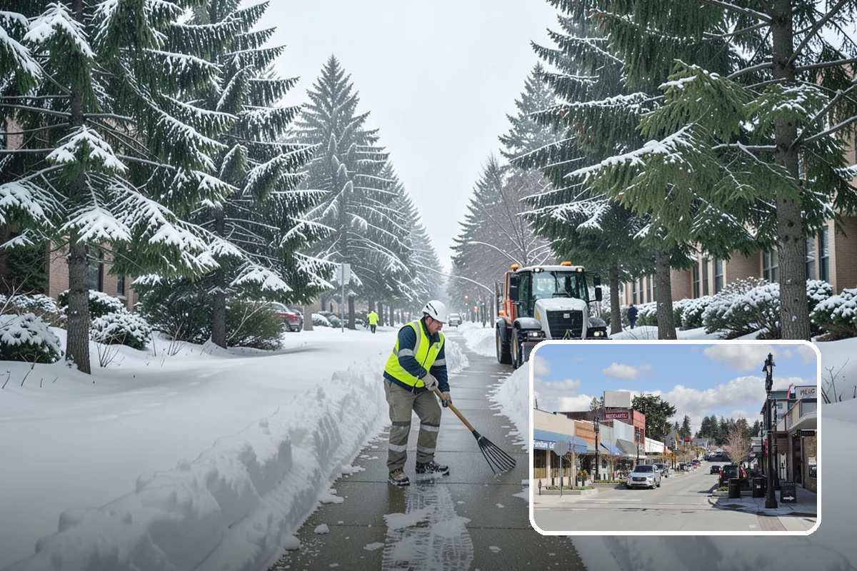 Daycare Snow Plowing in Bothell, King County, WA - Drop-off lane and parent lot cleared before opening