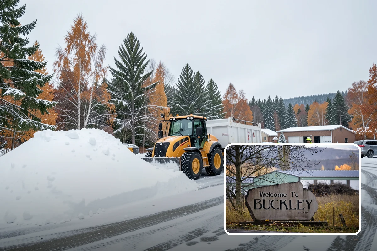 Daycare Snow Plowing in Buckley, Pierce County, WA - Drop-off lane and parent lot cleared before opening