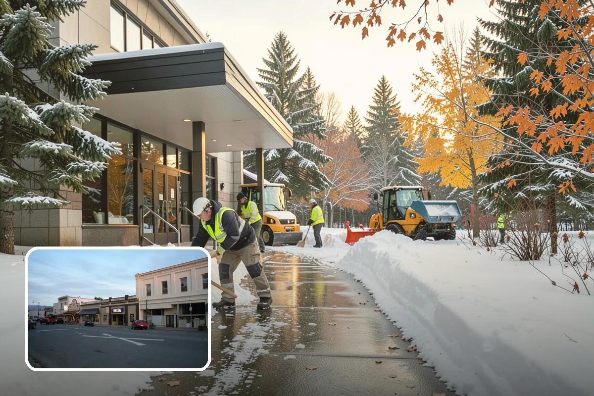 Daycare Snow Plowing in Burlington, Skagit County, WA - Drop-off lane and parent lot cleared before opening