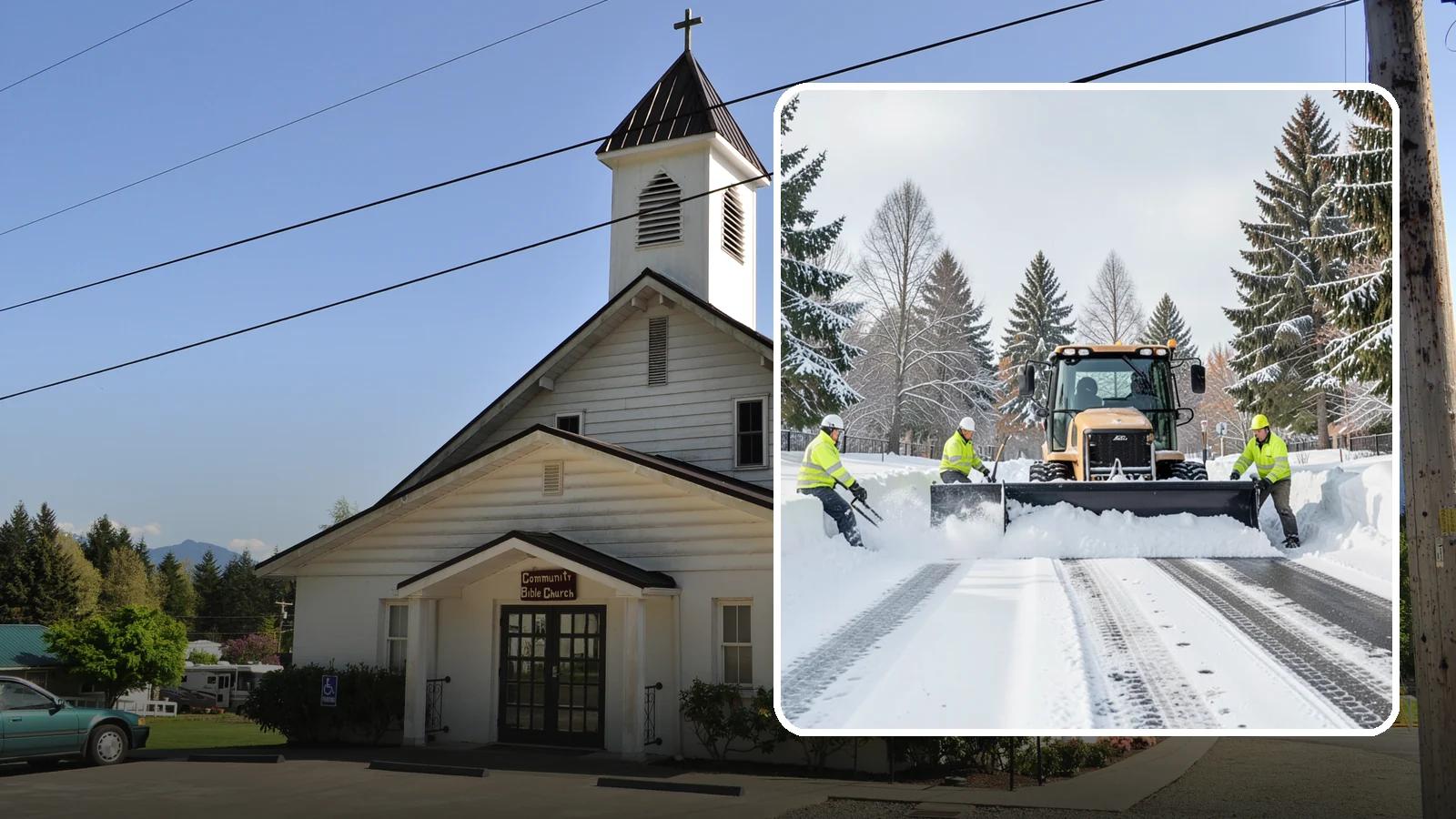 Daycare Snow Plowing in Concrete, Skagit County, WA - We plow daycare lots and drop-off zones before opening so parents carrying young children reach the door safely.