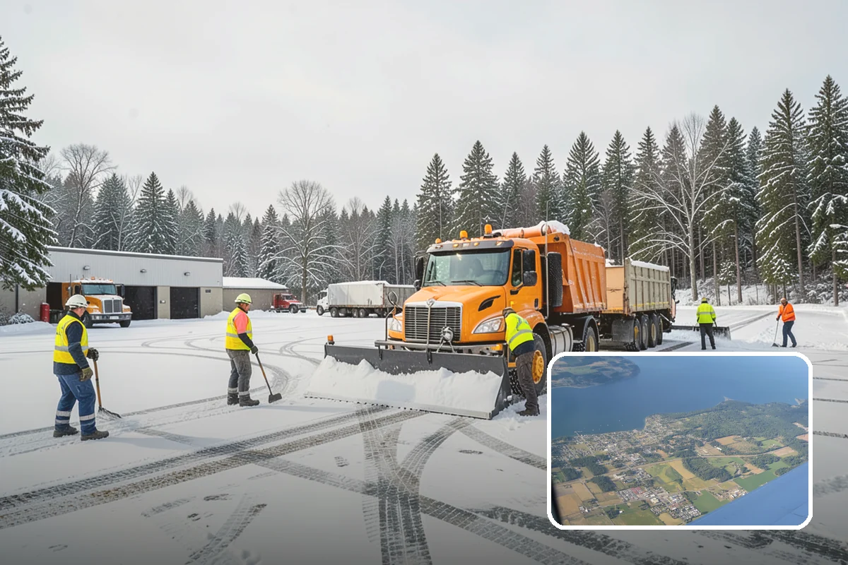 Daycare Snow Plowing in Coupeville, Island County, WA - Drop-off lane and parent lot cleared before opening