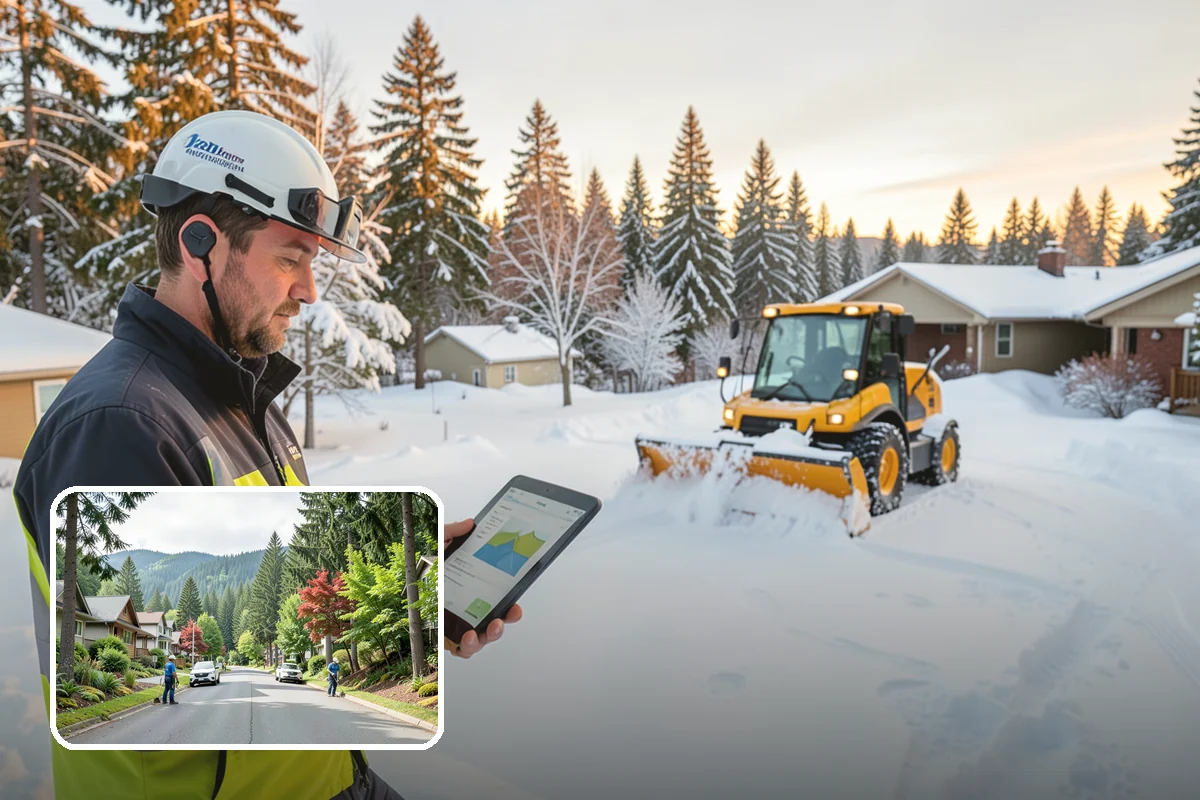 Daycare Snow Plowing in Darrington, Snohomish County, WA - Drop-off lane and parent lot cleared before opening