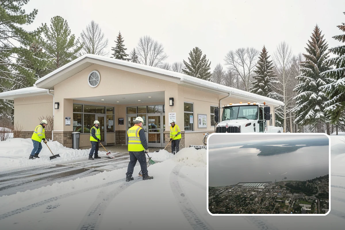 Daycare Snow Plowing in Des Moines, King County, WA - Drop-off lane and parent lot cleared before opening
