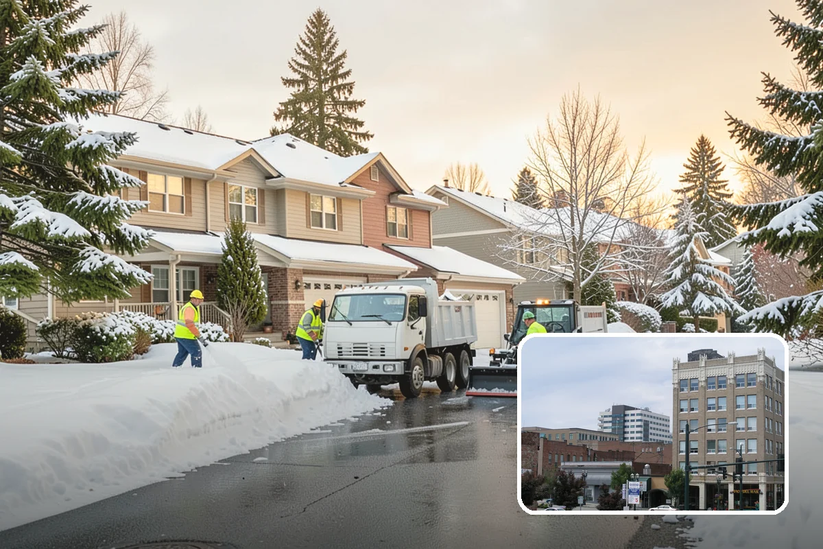 Daycare Snow Plowing in Everett, Snohomish County, WA - Drop-off lane and parent lot cleared before opening