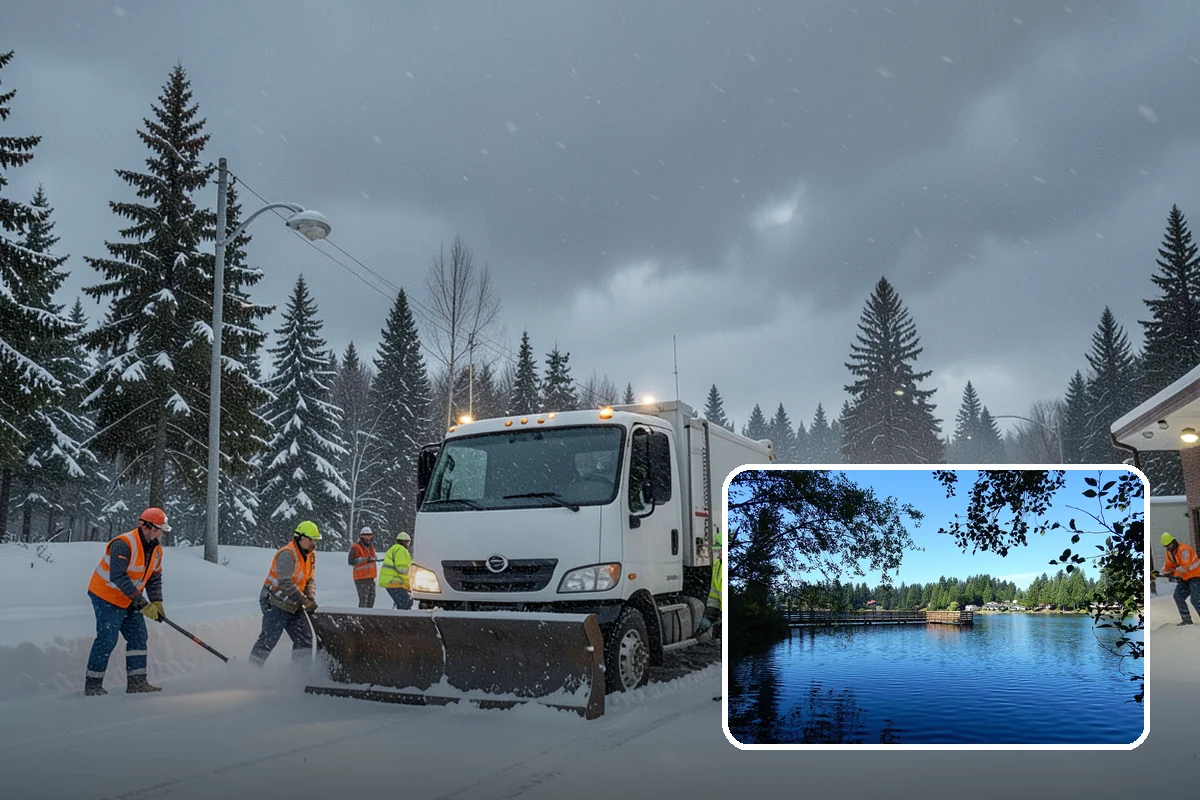Daycare Snow Plowing in Federal Way, King County, WA - Drop-off lane and parent lot cleared before opening