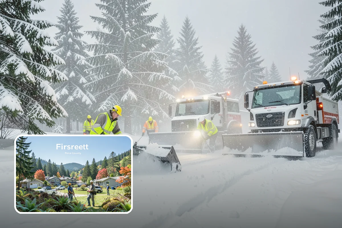 Daycare Snow Plowing in Fircrest, Pierce County, WA - Drop-off lane and parent lot cleared before opening