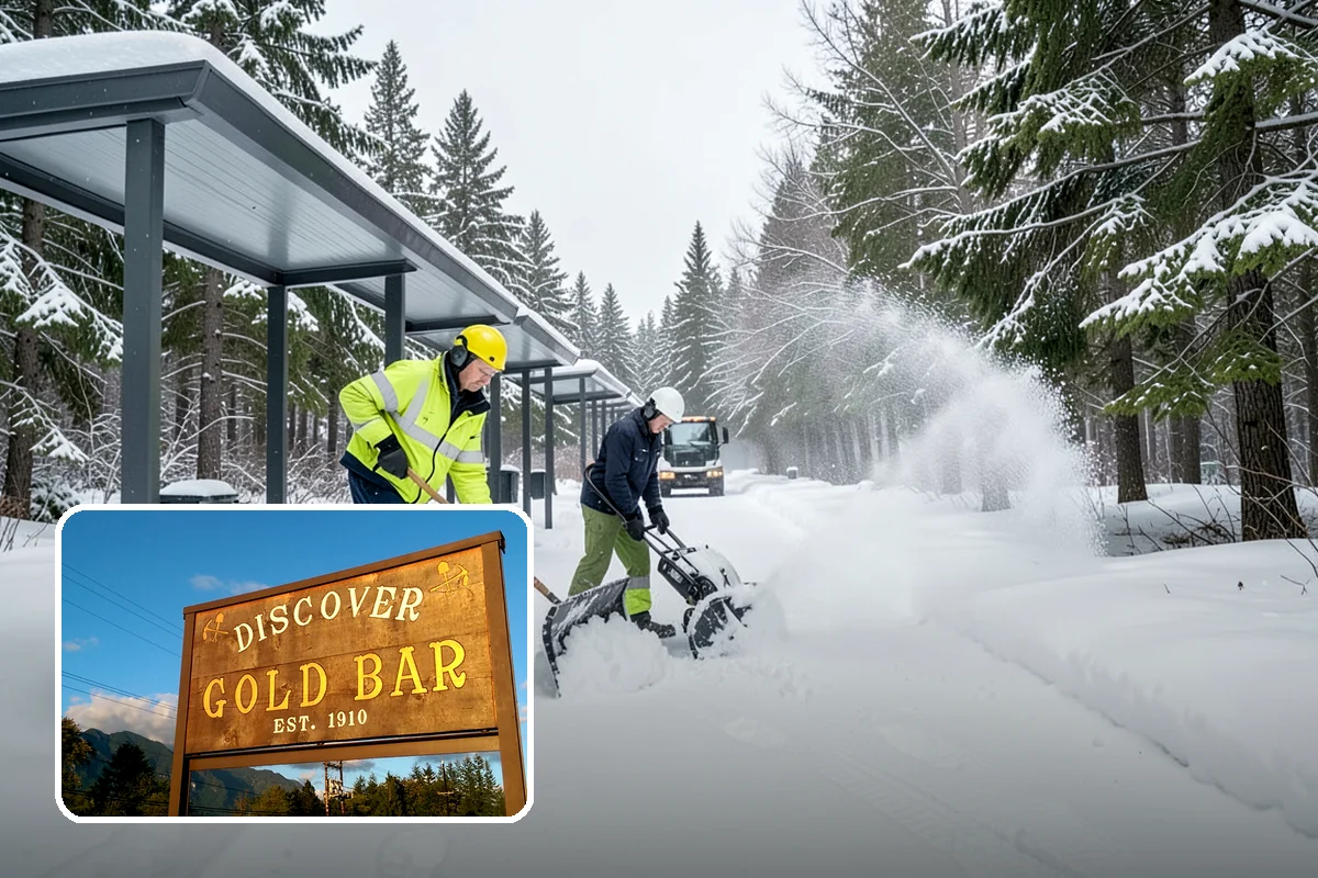 Daycare Snow Plowing in Gold Bar, Snohomish County, WA - Drop-off lane and parent lot cleared before opening