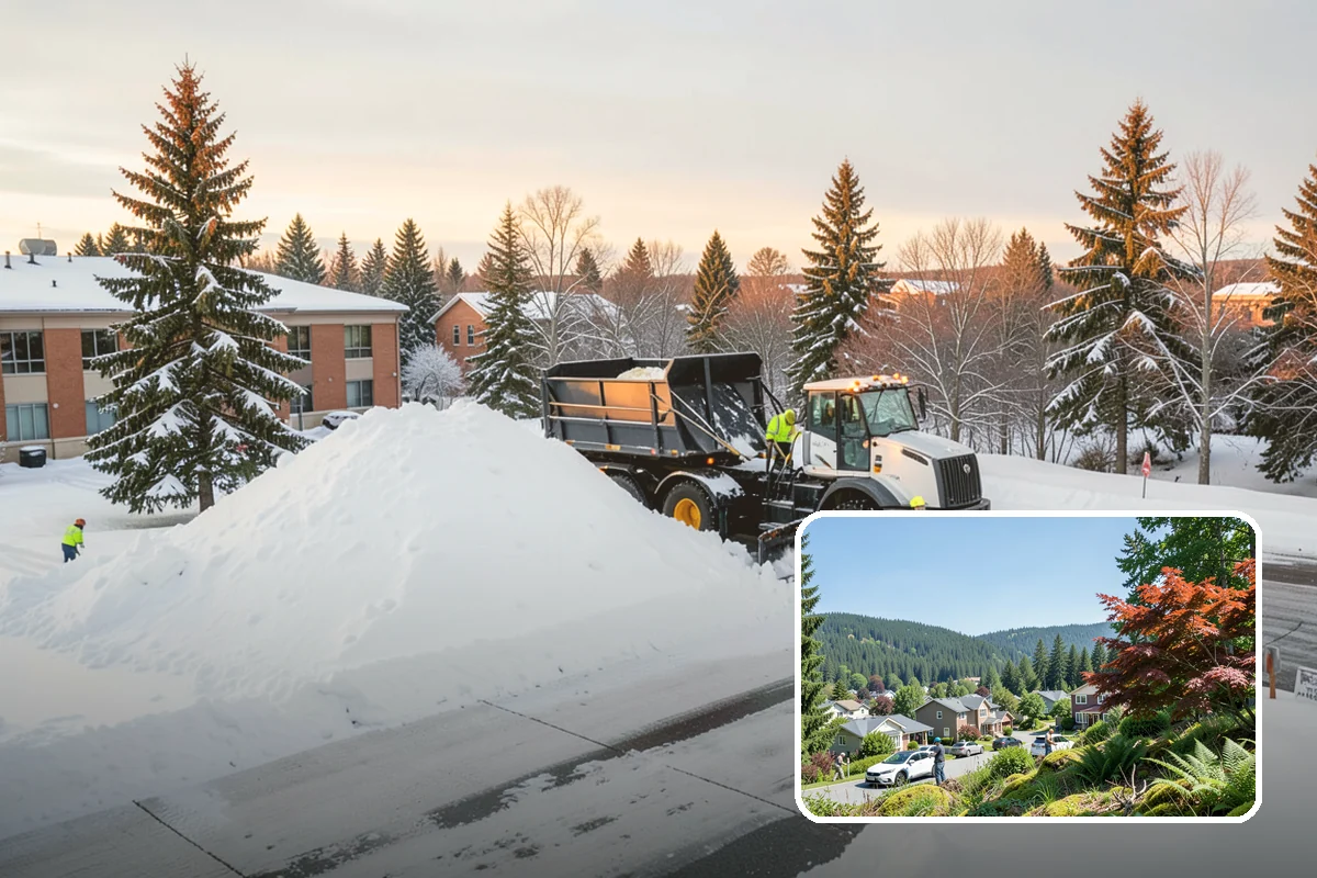 Daycare Snow Plowing in Index, Snohomish County, WA - Drop-off lane and parent lot cleared before opening