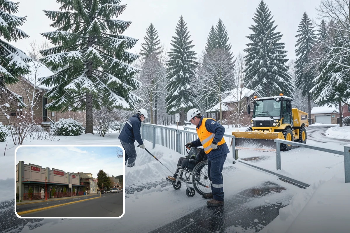 Daycare Snow Plowing in Issaquah, King County, WA - Drop-off lane and parent lot cleared before opening