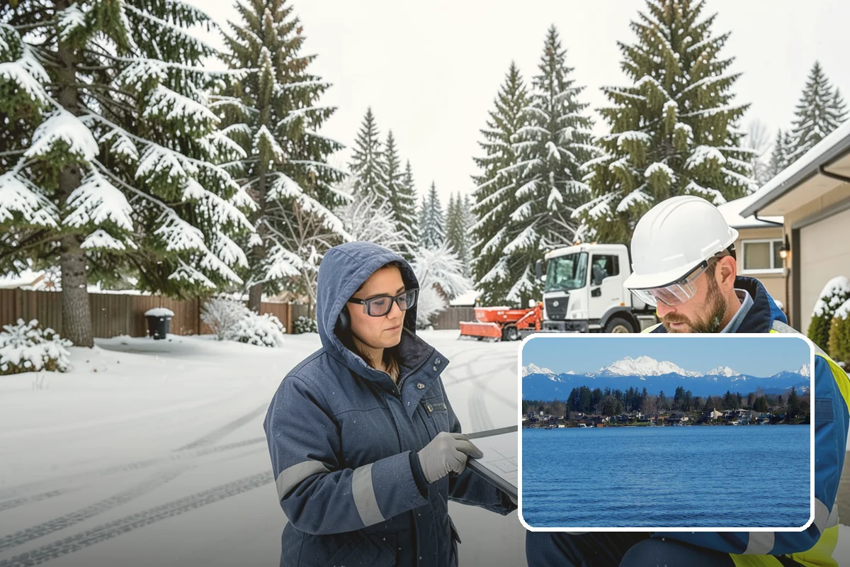 Daycare Snow Plowing in Lake Stevens, Snohomish County, WA - Drop-off lane and parent lot cleared before opening