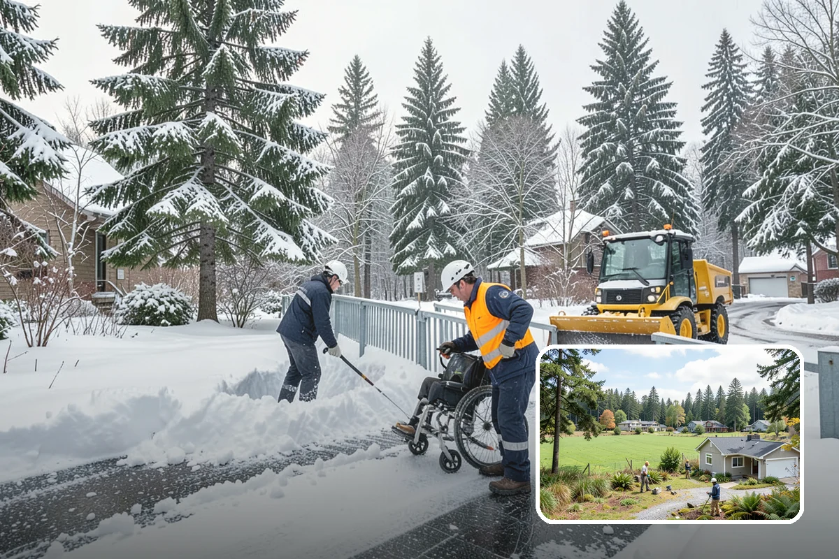 Daycare Snow Plowing in Lyman, Skagit County, WA - Drop-off lane and parent lot cleared before opening