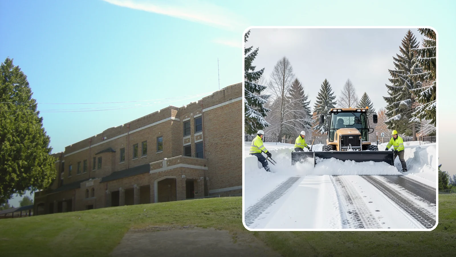 Daycare Snow Plowing in Maple Valley, King County, WA - We plow daycare lots and drop-off zones before opening so parents carrying young children reach the door safely.