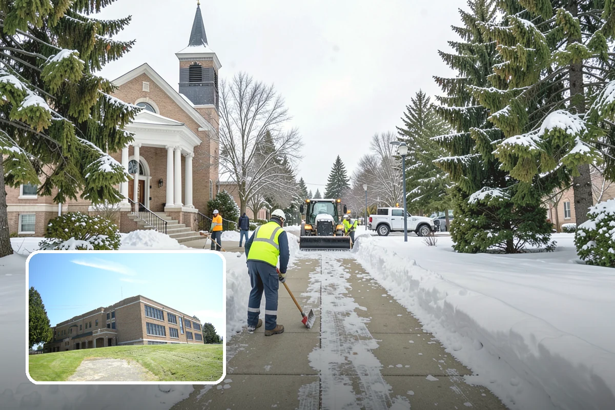 Daycare Snow Plowing in Maple Valley, King County, WA - Drop-off lane and parent lot cleared before opening
