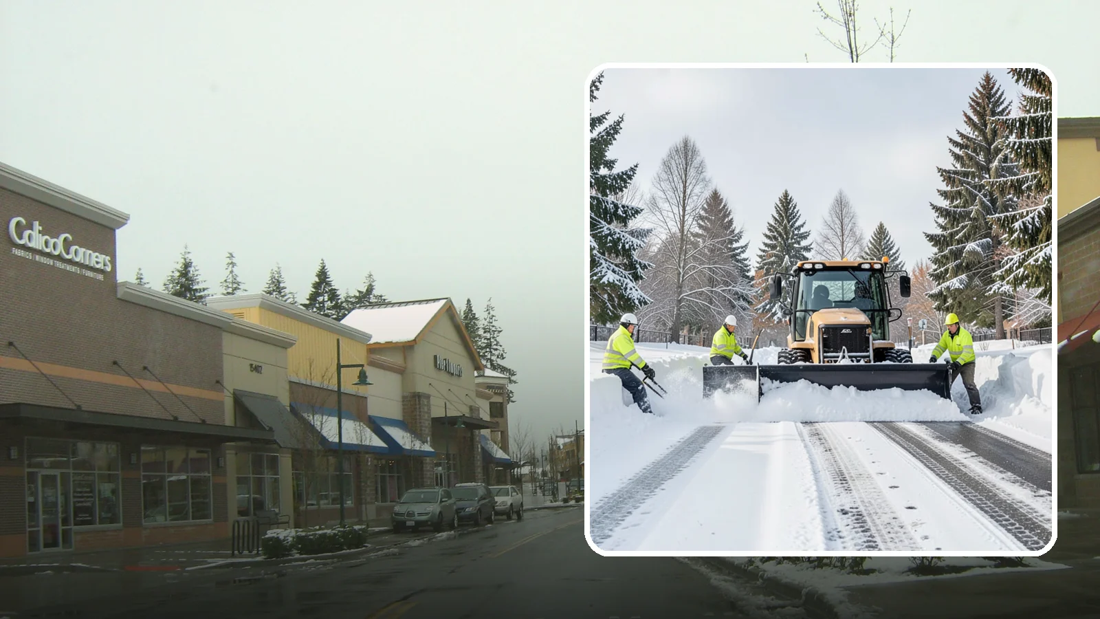 Daycare Snow Plowing in Mill Creek, Snohomish County, WA - We plow daycare lots and drop-off zones before opening so parents carrying young children reach the door safely.