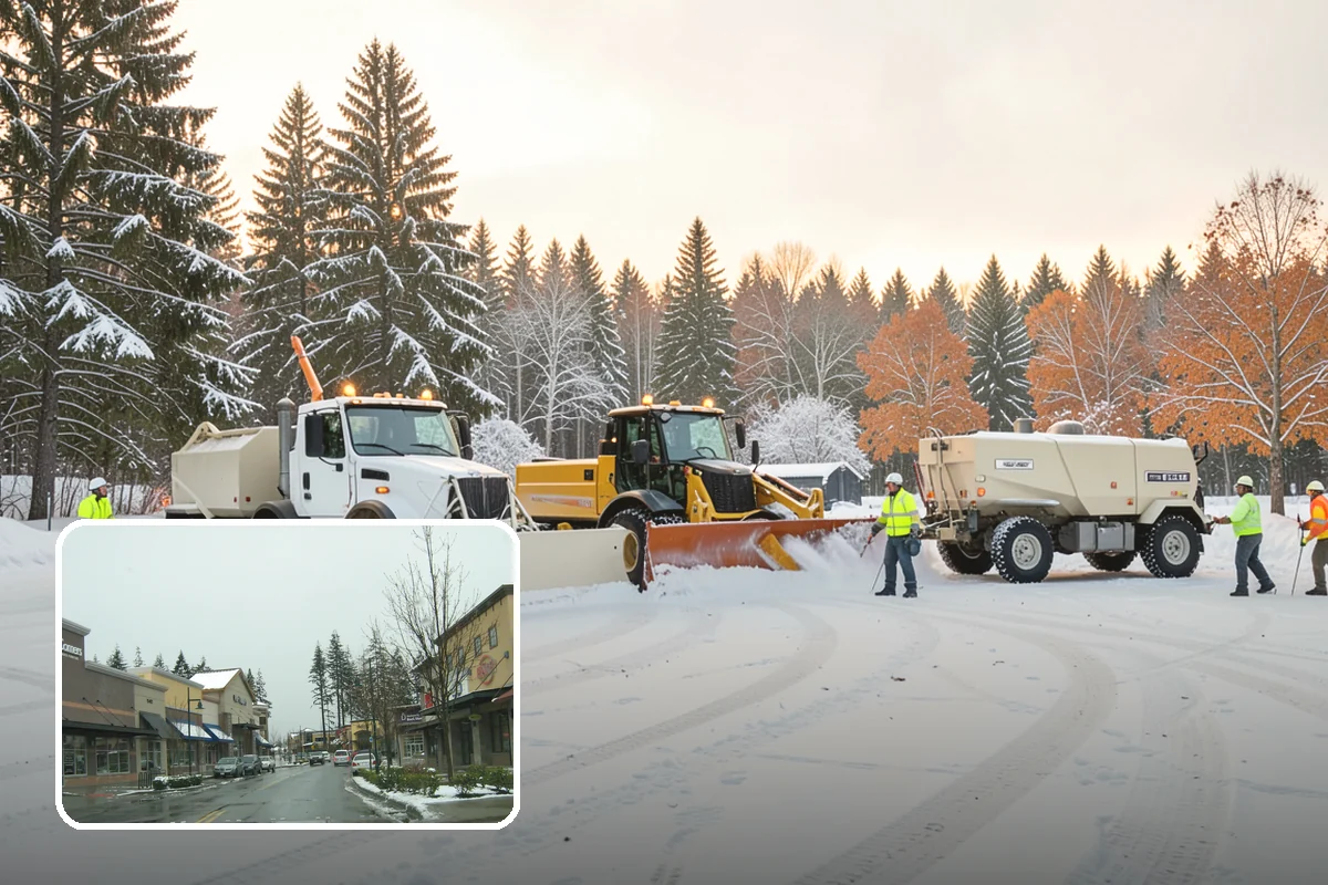 Daycare Snow Plowing in Mill Creek, Snohomish County, WA - Drop-off lane and parent lot cleared before opening