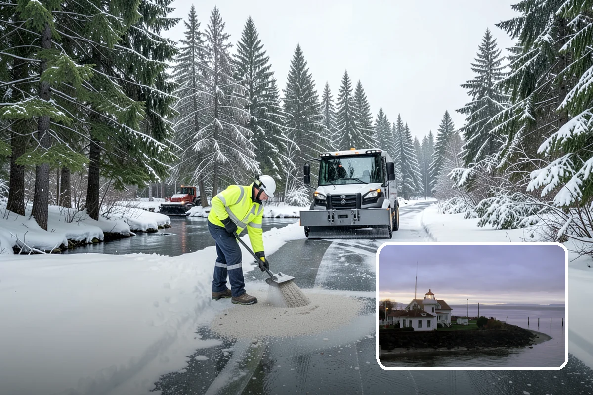 Daycare Snow Plowing in Mukilteo, Snohomish County, WA - Drop-off lane and parent lot cleared before opening