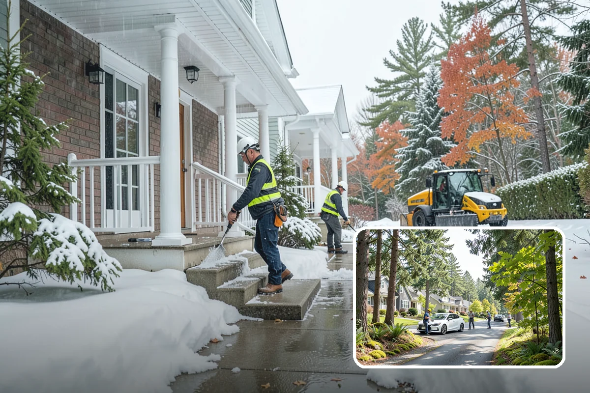 Daycare Snow Plowing in Normandy Park, King County, WA - Drop-off lane and parent lot cleared before opening