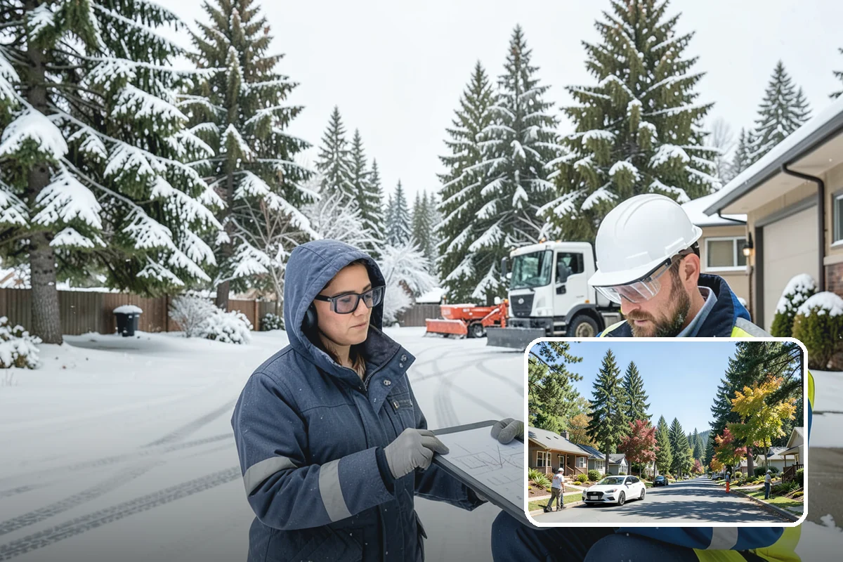 Daycare Snow Plowing in Orting, Pierce County, WA - Drop-off lane and parent lot cleared before opening