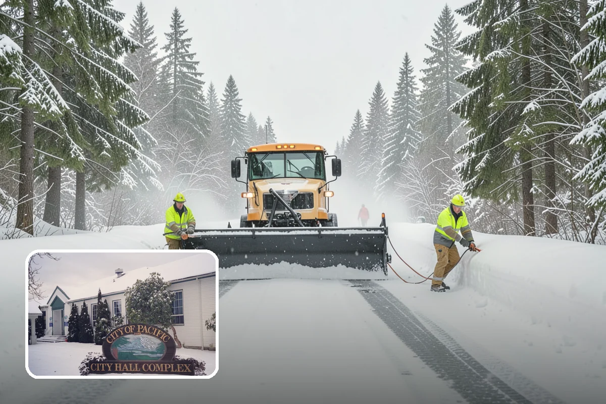 Daycare Snow Plowing in Pacific, King County, WA - Drop-off lane and parent lot cleared before opening