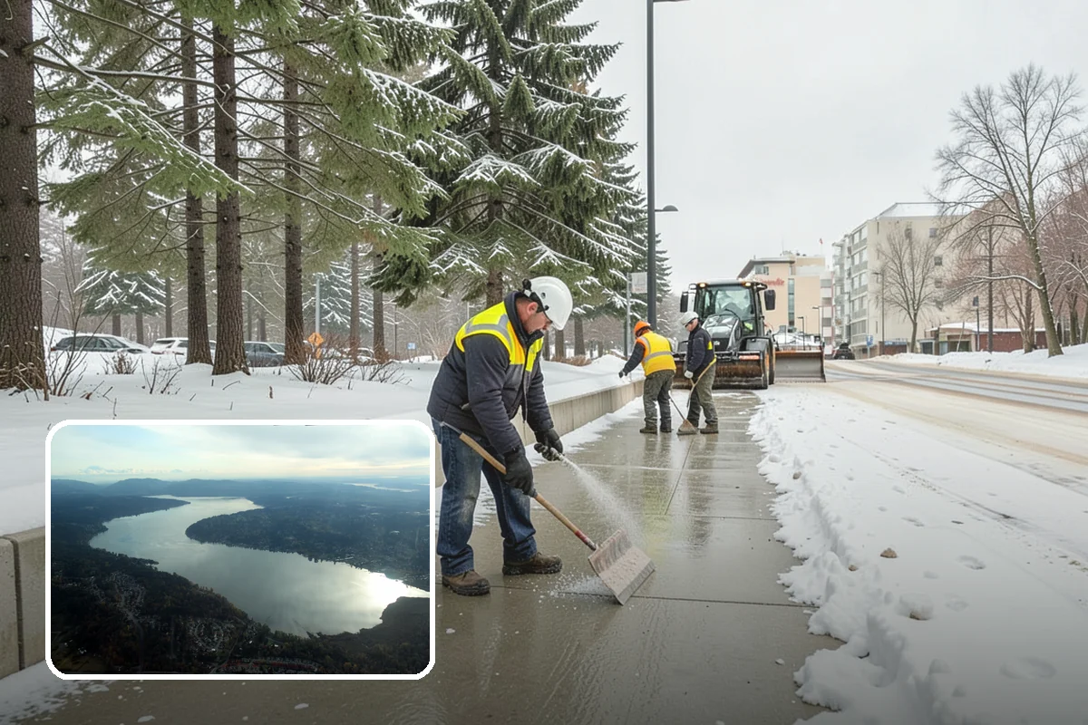 Daycare Snow Plowing in Sammamish, King County, WA - Drop-off lane and parent lot cleared before opening