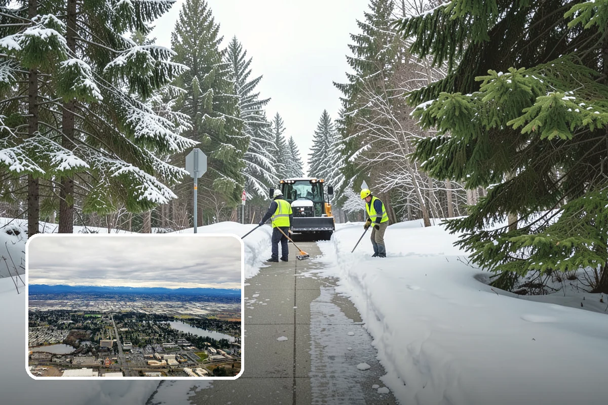 Daycare Snow Plowing in SeaTac, King County, WA - Drop-off lane and parent lot cleared before opening