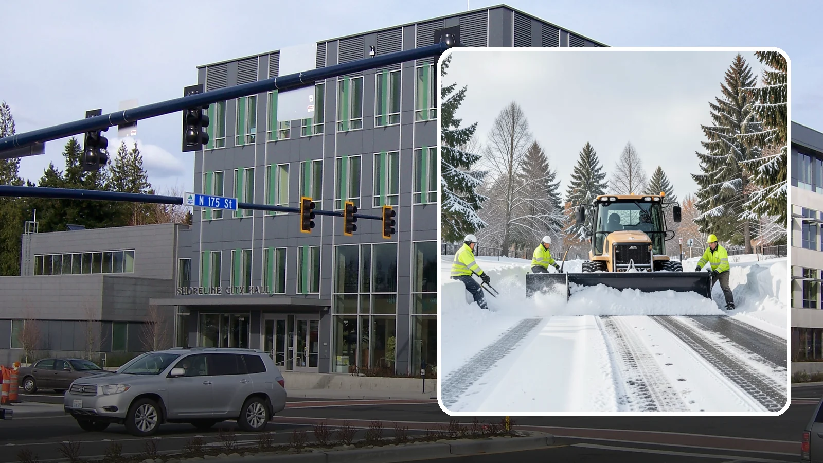 Daycare Snow Plowing in Shoreline, King County, WA - We plow daycare lots and drop-off zones before opening so parents carrying young children reach the door safely.