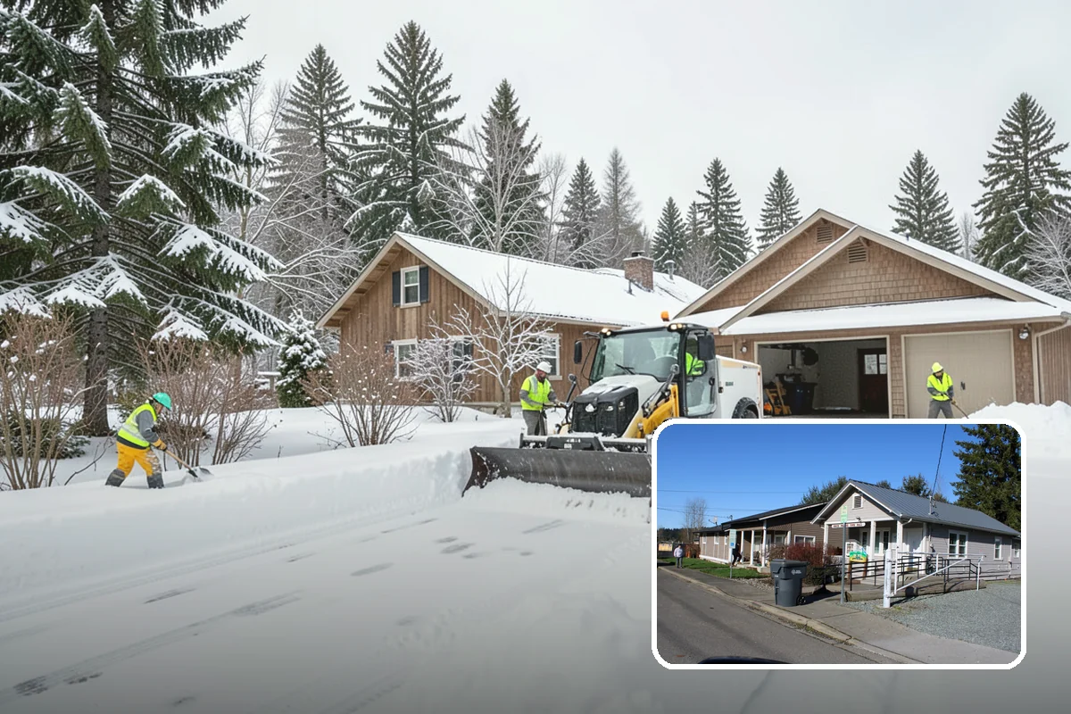 Daycare Snow Plowing in South Prairie, Pierce County, WA - Drop-off lane and parent lot cleared before opening