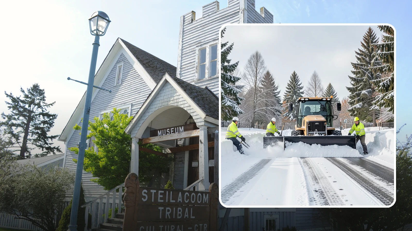 Daycare Snow Plowing in Steilacoom, Pierce County, WA - We plow daycare lots and drop-off zones before opening so parents carrying young children reach the door safely.