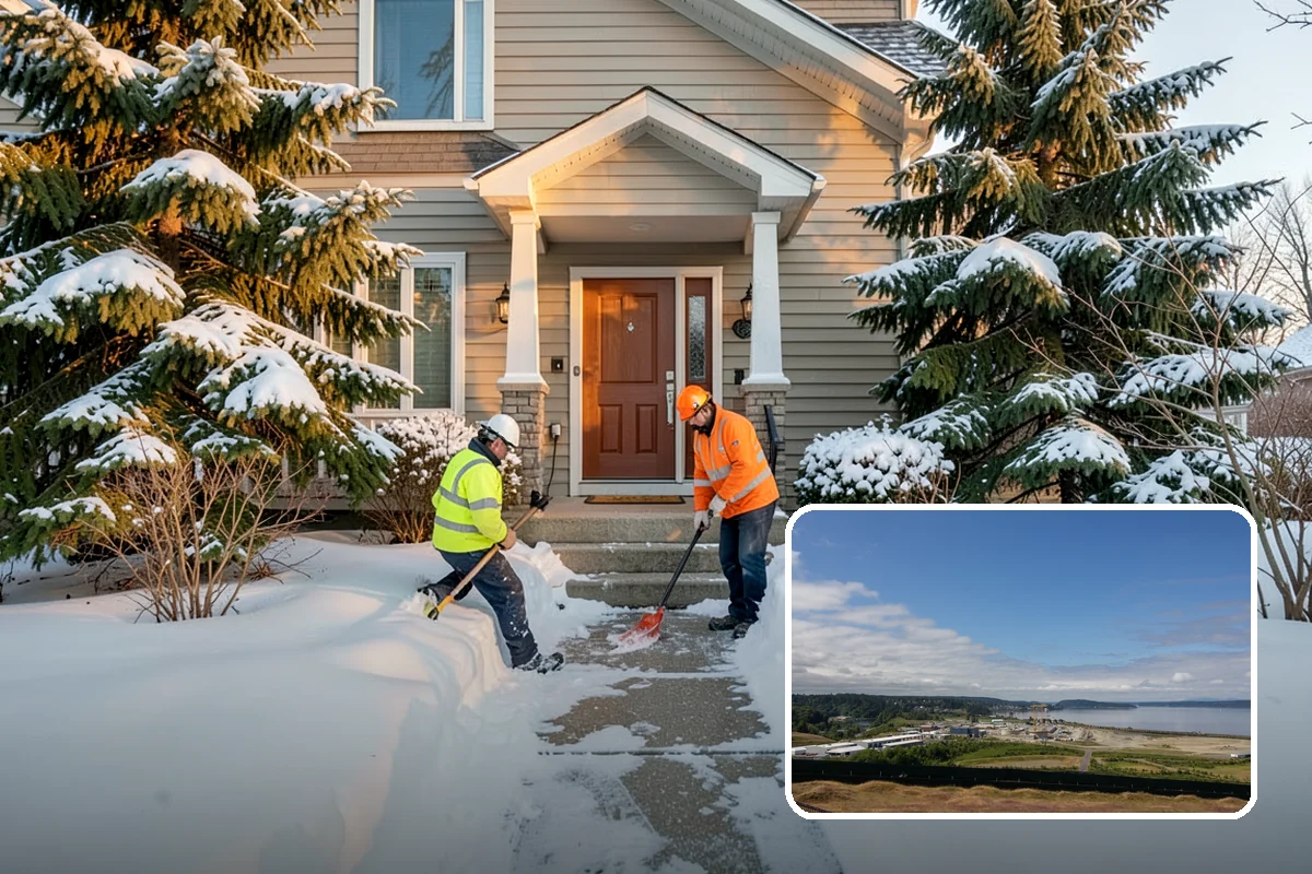 Daycare Snow Plowing in University Place, Pierce County, WA - Drop-off lane and parent lot cleared before opening