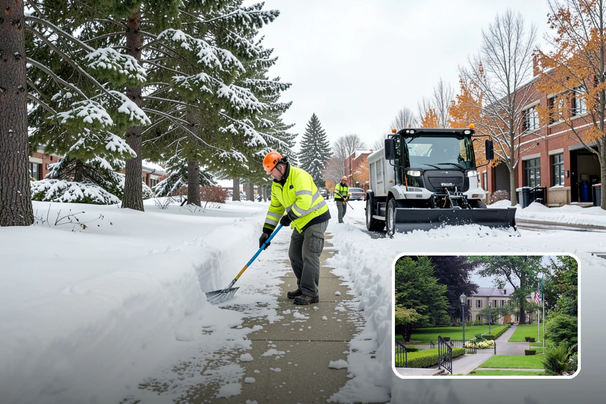 Daycare Snow Plowing in Woodinville, King County, WA - Drop-off lane and parent lot cleared before opening