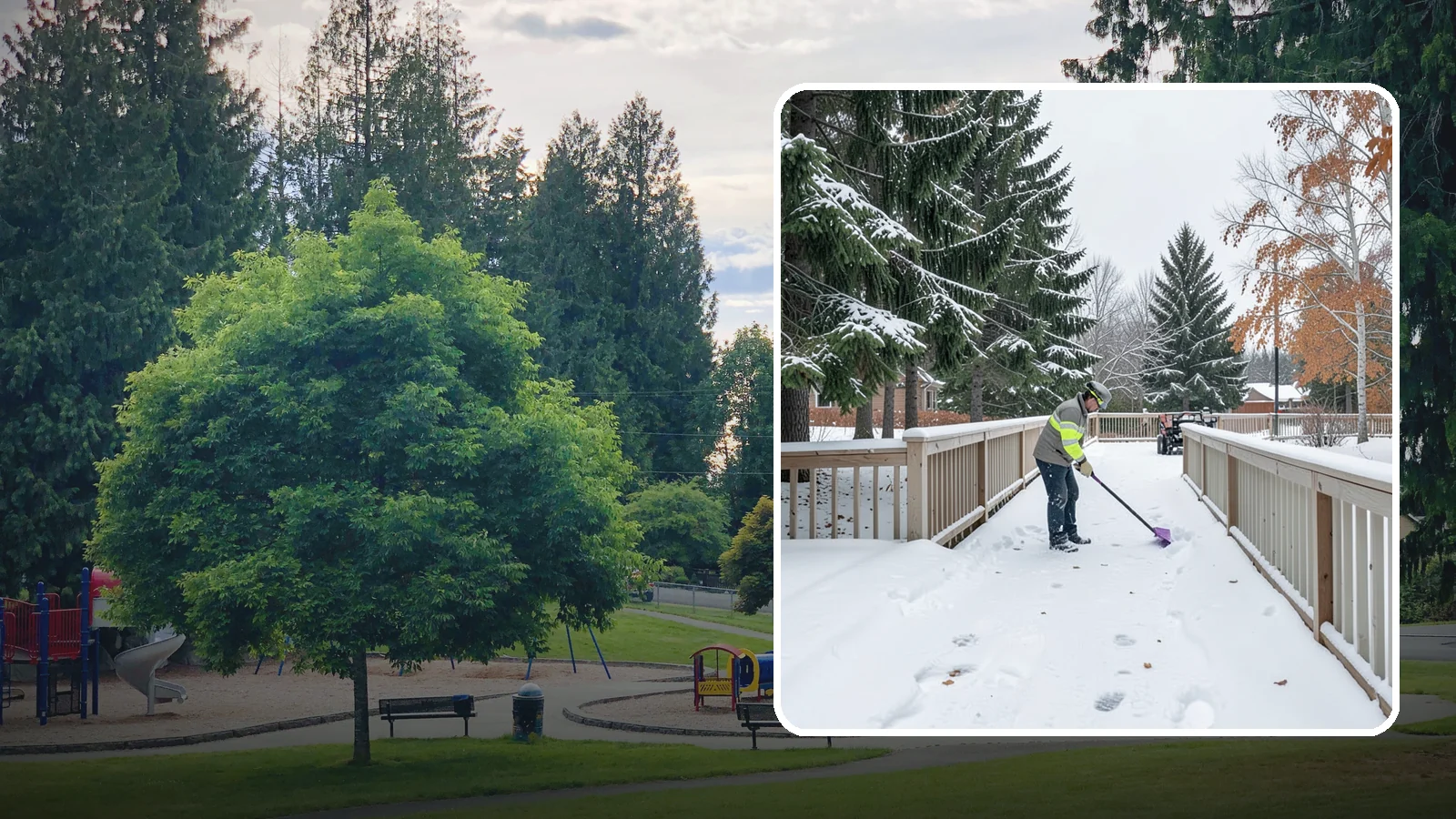 Deck Snow Removal in Bonney Lake, Pierce County, WA - We clear snow from elevated decks so the added weight and moisture never threaten your boards or joists.