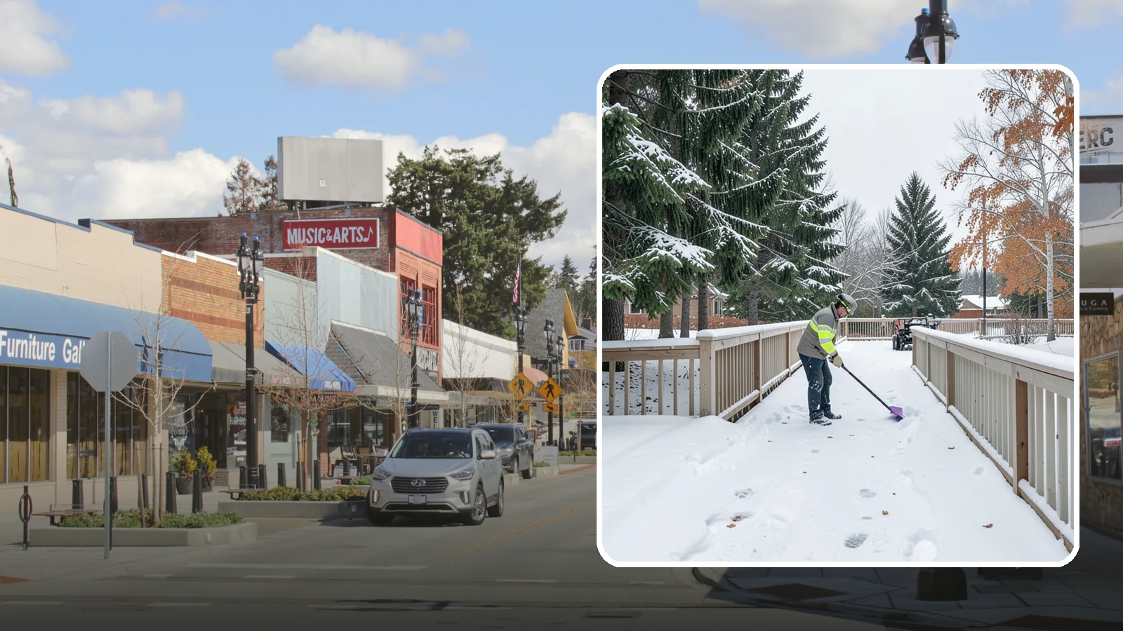 Deck Snow Removal in Bothell, King County, WA - We clear snow from elevated decks so the added weight and moisture never threaten your boards or joists.
