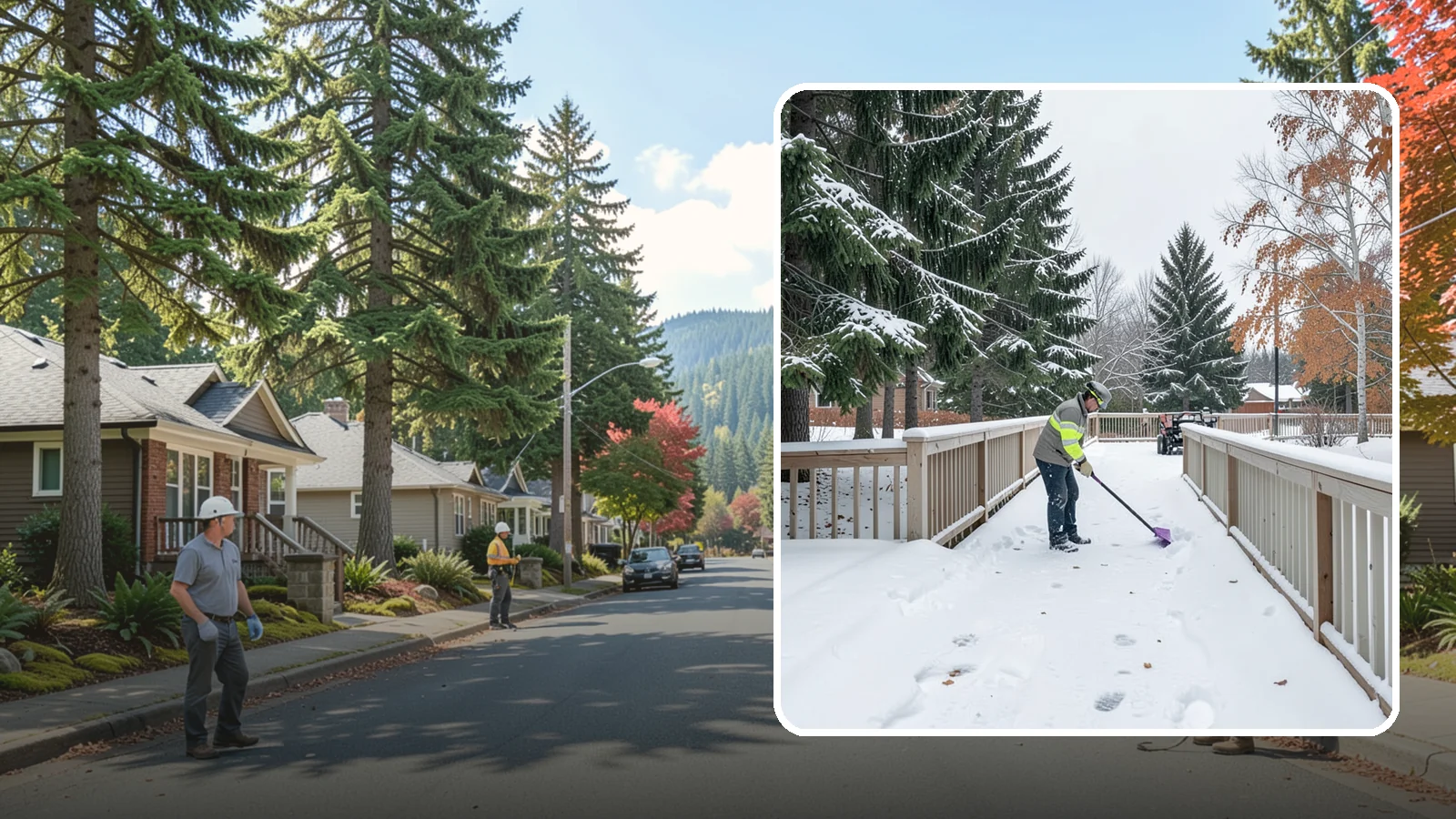 Deck Snow Removal in Hunts Point, King County, WA - We clear snow from elevated decks so the added weight and moisture never threaten your boards or joists.