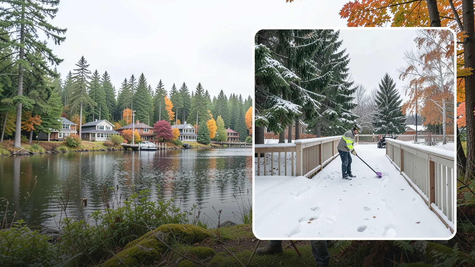 Deck Snow Removal in La Conner, Skagit County, WA - We clear snow from elevated decks so the added weight and moisture never threaten your boards or joists.