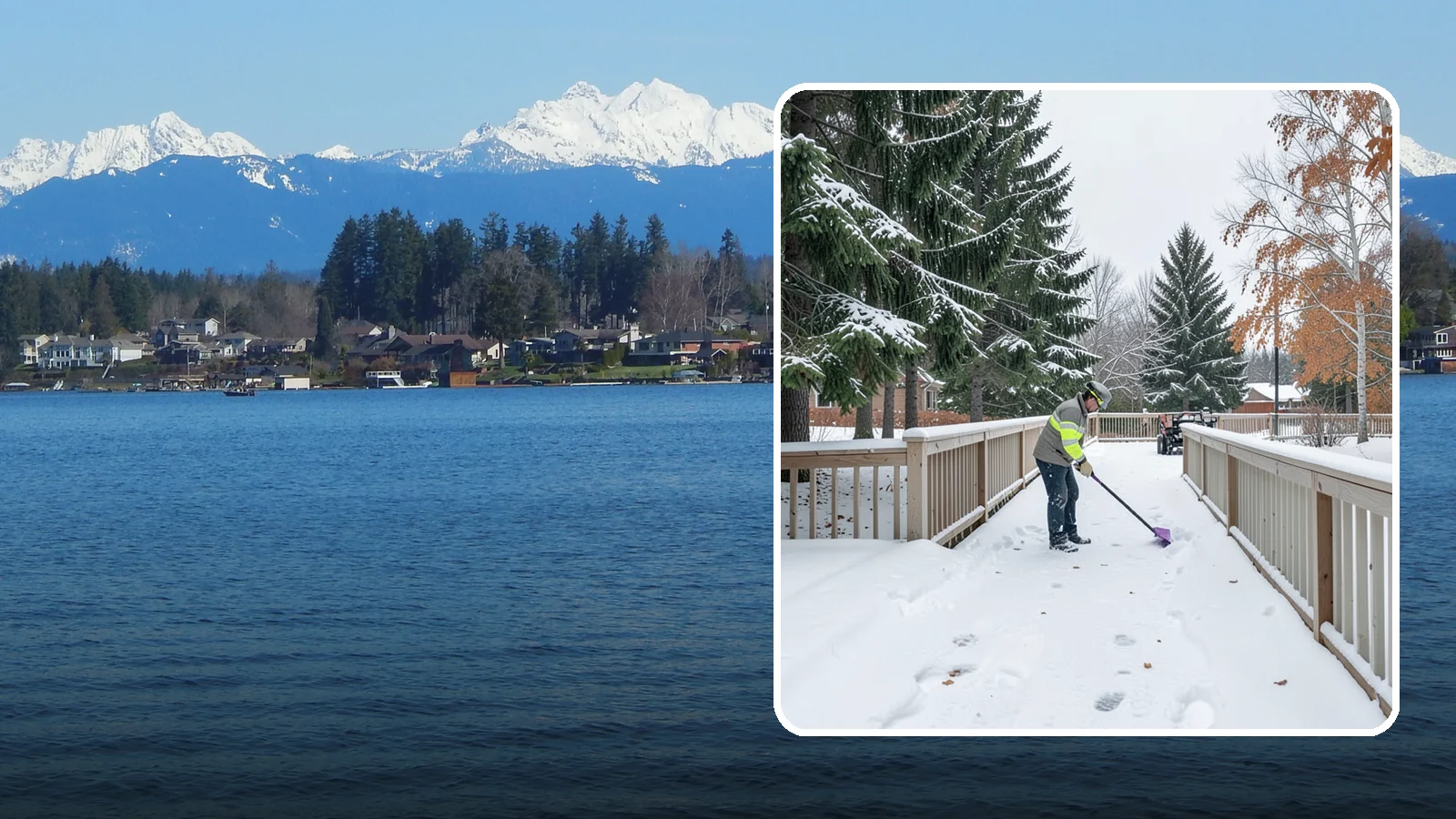 Deck Snow Removal in Lake Stevens, Snohomish County, WA - We clear snow from elevated decks so the added weight and moisture never threaten your boards or joists.