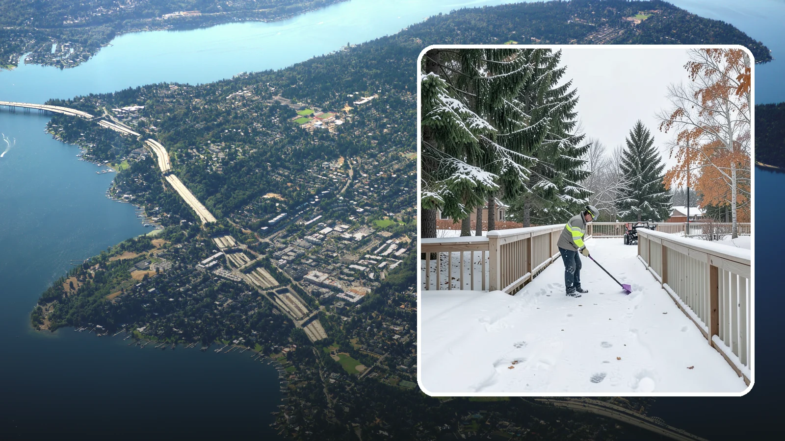 Deck Snow Removal in Mercer Island, King County, WA - We clear snow from elevated decks so the added weight and moisture never threaten your boards or joists.