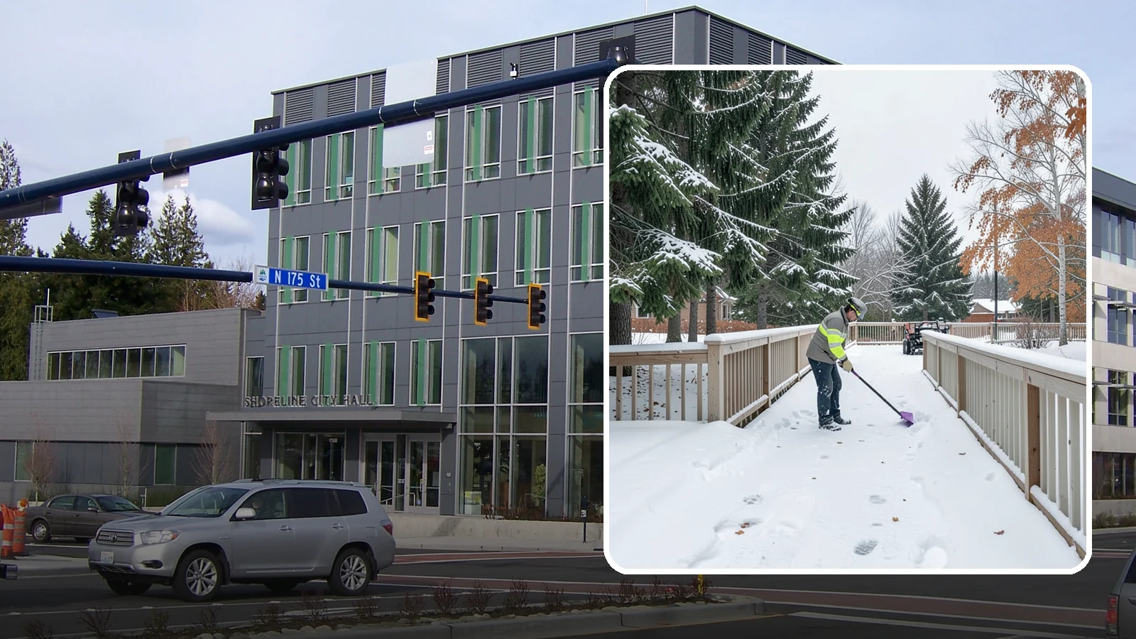 Deck Snow Removal in Shoreline, King County, WA - We clear snow from elevated decks so the added weight and moisture never threaten your boards or joists.