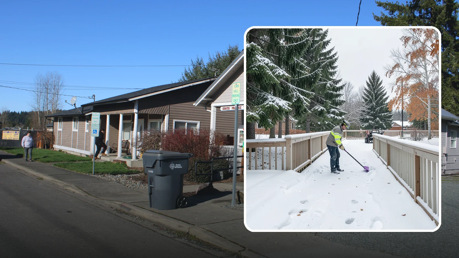 Deck Snow Removal in South Prairie, Pierce County, WA - We clear snow from elevated decks so the added weight and moisture never threaten your boards or joists.