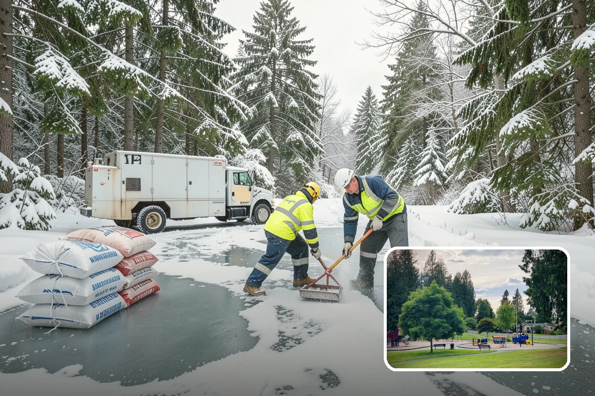 Deicer Restocking in Bonney Lake, Pierce County, WA - Prevents mid-storm shortages at entrances and lots