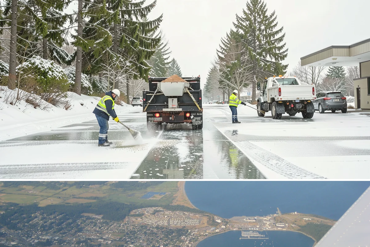 Deicer Restocking in Oak Harbor, Island County, WA - Deicer restocking runs from the first fall freezes through the last spring cold spell as supplies deplete.