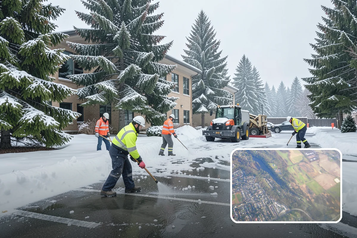 Distribution Center Snow Removal in Algona, King County, WA - Trailer courts and dock approaches kept clear for 53-foot access