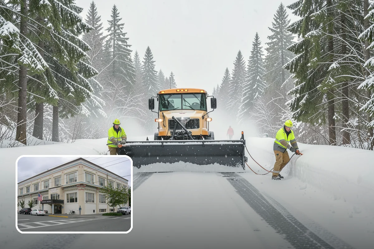 Distribution Center Snow Removal in Anacortes, Skagit County, WA - Trailer courts and dock approaches kept clear for 53-foot access
