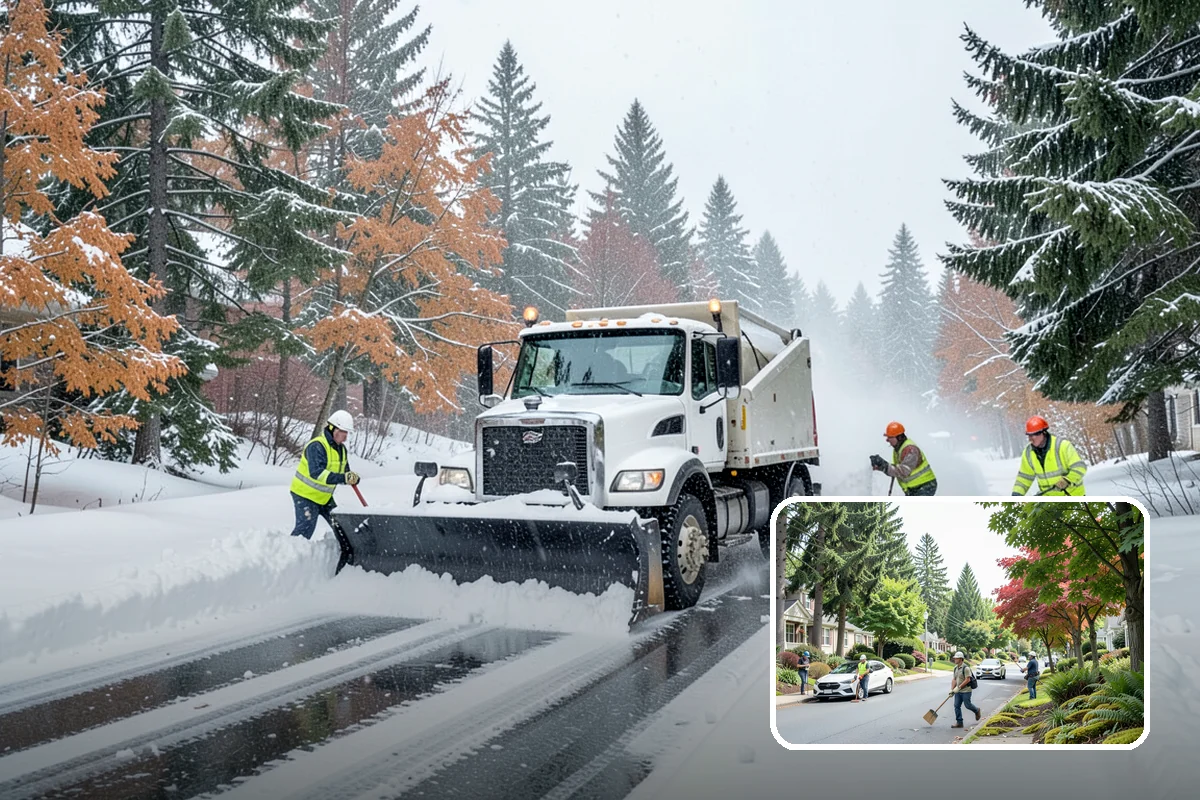 Distribution Center Snow Removal in Beaux Arts Village, King County, WA - Trailer courts and dock approaches kept clear for 53-foot access